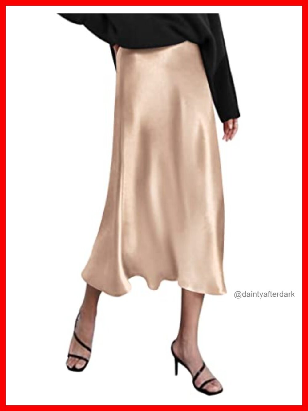 High Waist Satin Midi Skirt with Zipper Closure - Elegant Silk Skirt